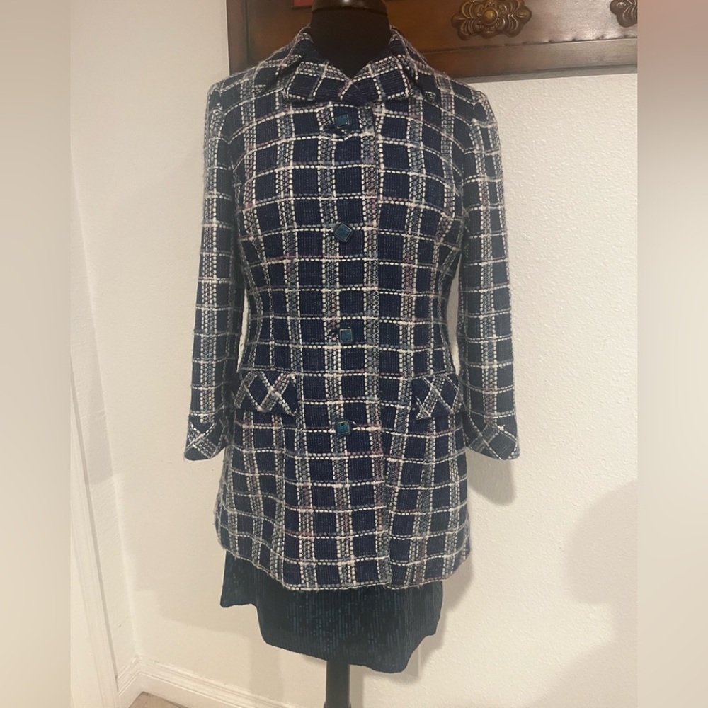 Haute Couture Vintage Matsuda Women's Blazer - Navy and Cream